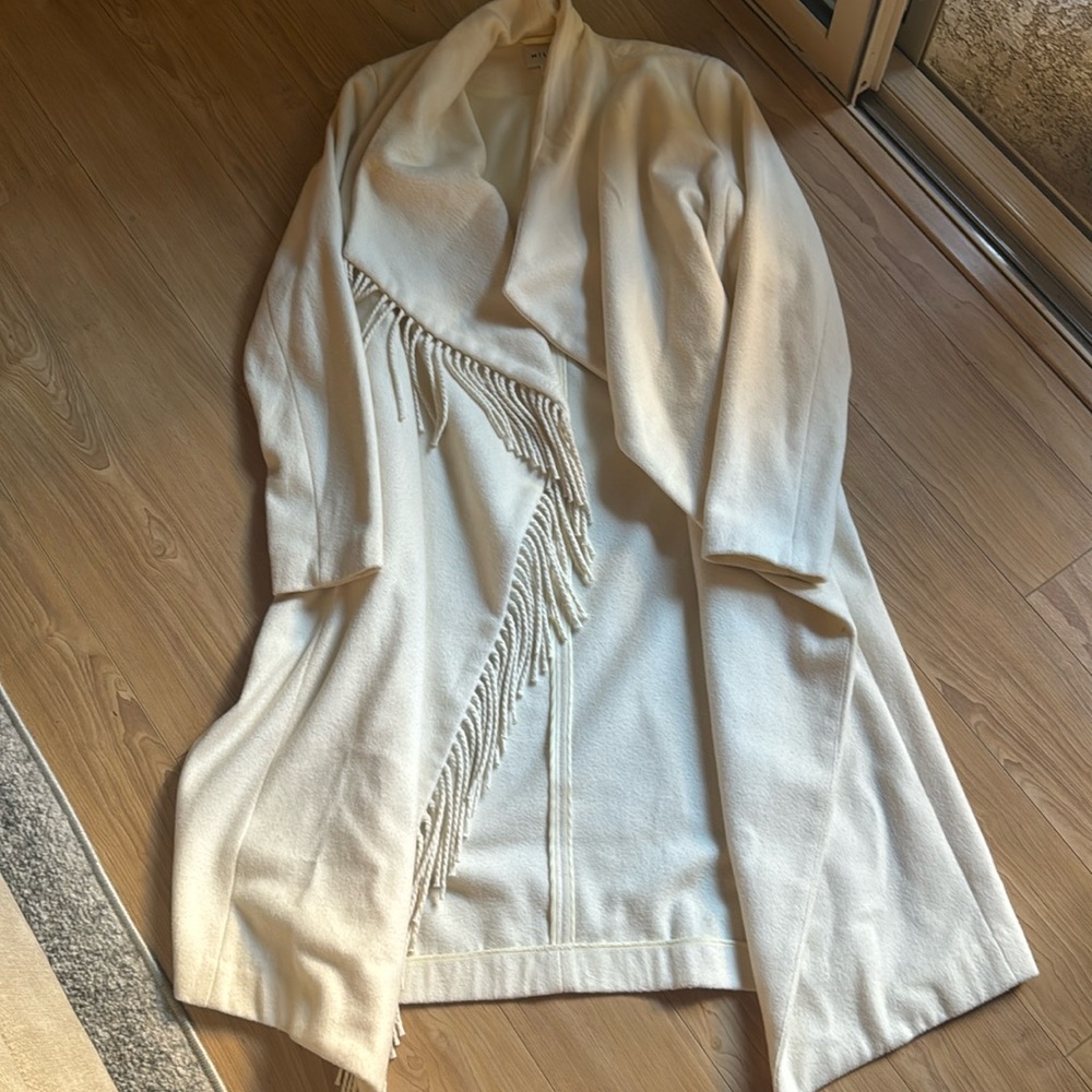 MILLY Fringe Wool Coat